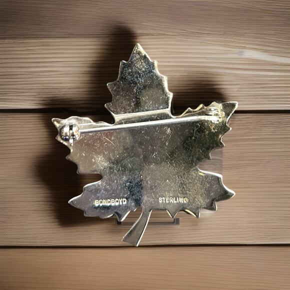 Vintage Sterling Maple Leaf Scarf Pin/ Brooch By Bond Boyd - Picture 2 of 2